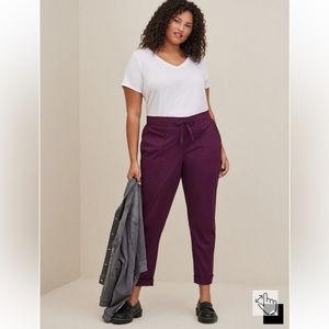 Torrid Pull-On Straight Stretch Poplin Mid-Rise Tie-Front Pant Size R1
